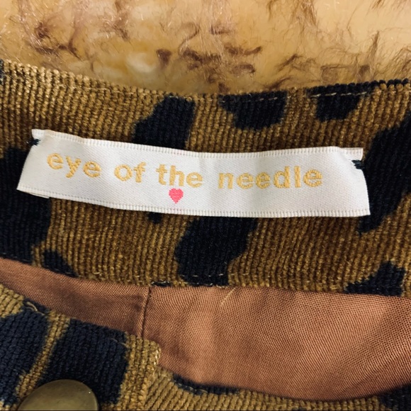 Eye of the Needle Leopard Print Corduroy Button Front Skirt size M - Picture 10 of 12